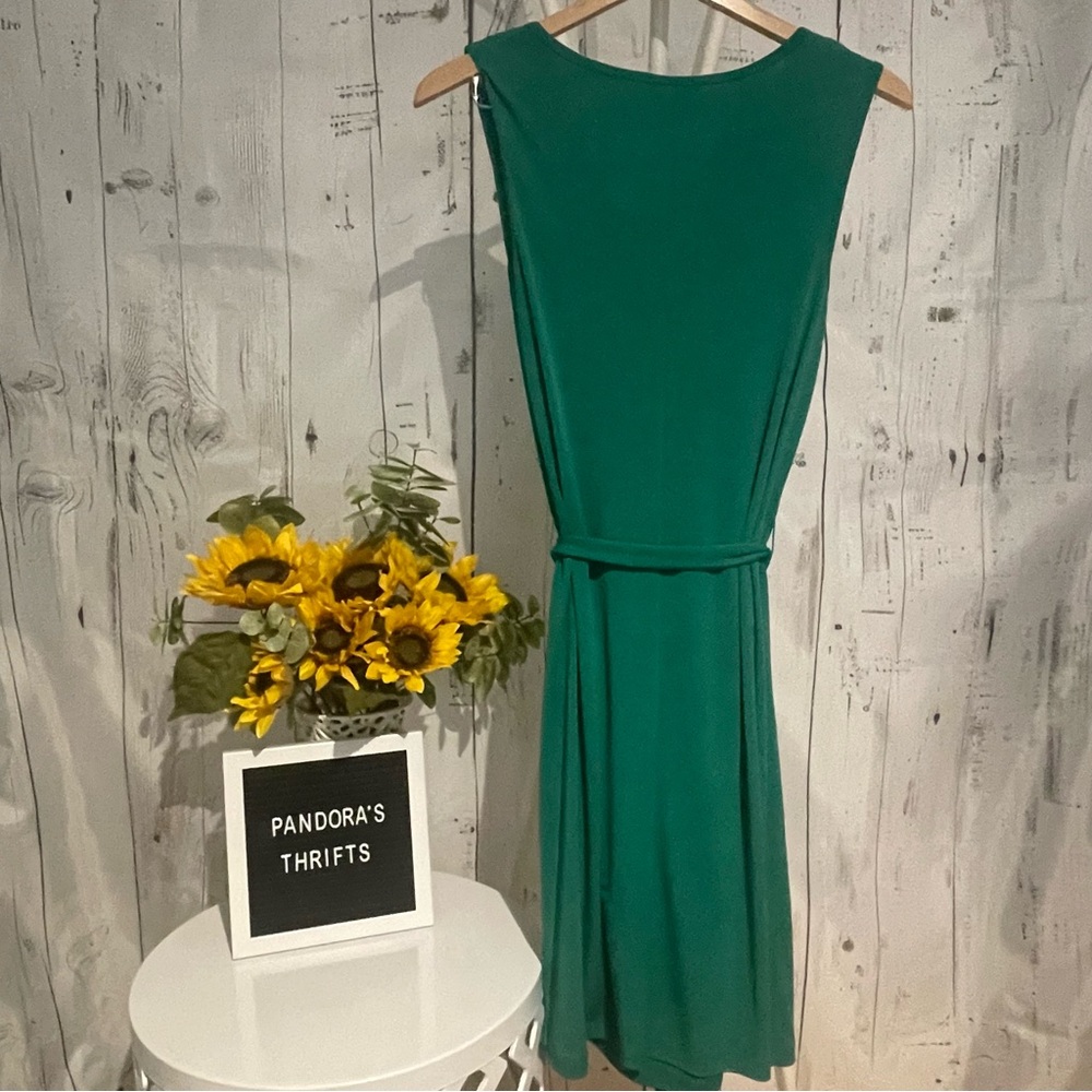 Banana Republic Green Sleeveless dress with belt tie Size S Preowned - Picture 2 of 8